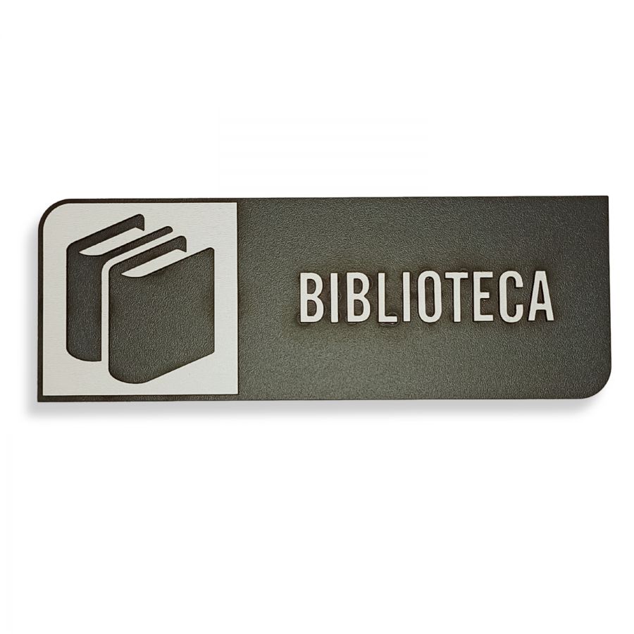 Placa de Sinalização Indicativa em MDF Efeito 3D - Biblioteca